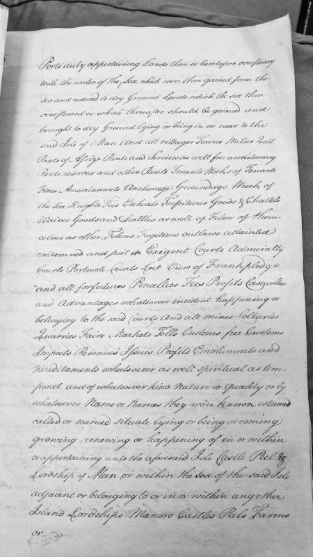 Enumeration of rights, revenues, and properties pertaining to the Isle of Man