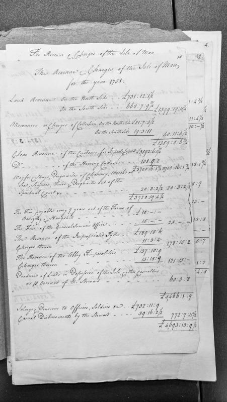 Revenue and Charges of the Isle of Man for the year 1751