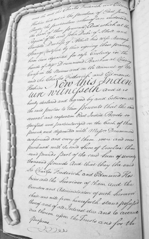 Indenture concerning East India Bonds deposited with Drummond Bankers