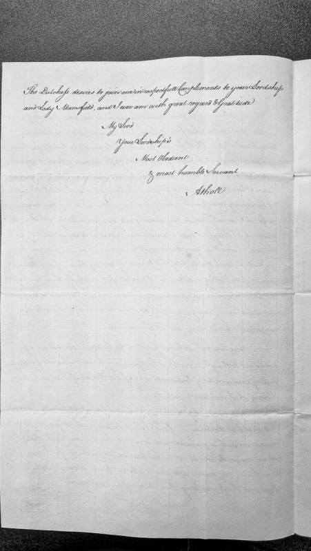 Letter of compliments from Atholl to Lord Mansfield