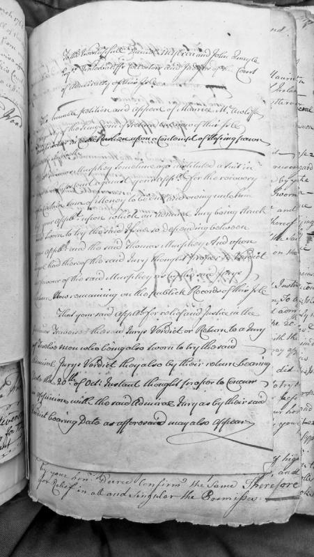 Petition of Maurice Mc Auliffe appealing Admiralty Court verdict regarding debt dispute