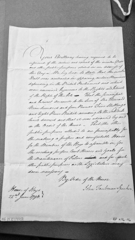 Statement on insular debt and public purposes to His Excellency, June 1790
