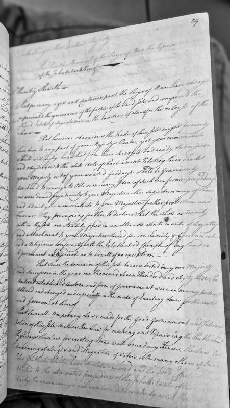 Memorial of the Keys of Man to the King regarding trade, governance, and public laws