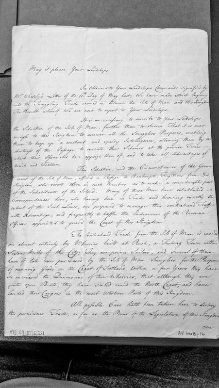 Report on smuggling trade between Isle of Man and the Kingdom