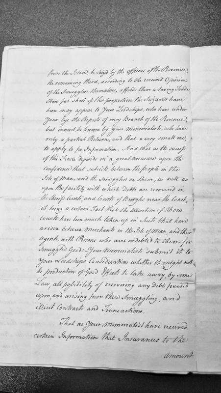 Petition regarding smuggling operations in Isle of Man and revenue enforcement