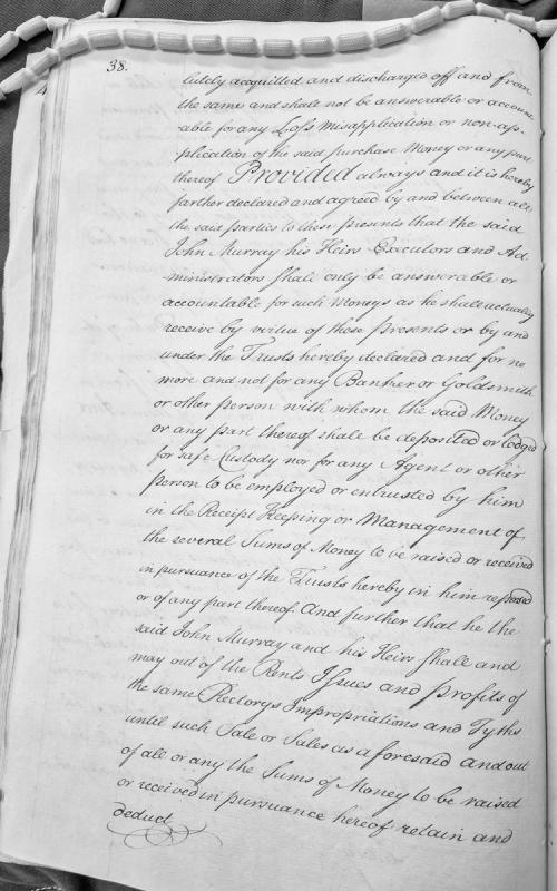Trust deed regarding John Murray's authority over rectory funds and property sales