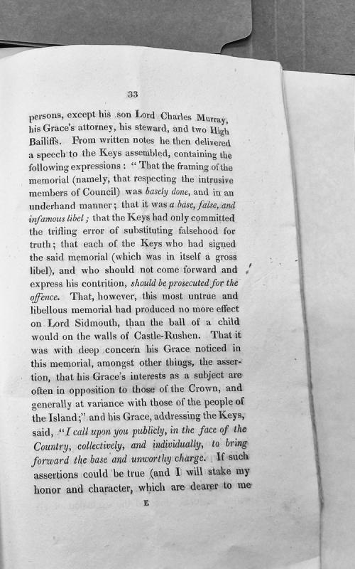 Speech to House of Keys regarding memorial on intrusive Council members