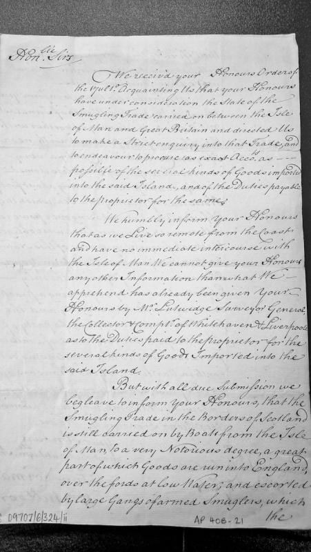 Report on goods imports and smuggling trade involving Isle of Man