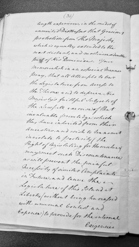 Petition requesting protection of legislative rights and access to the throne