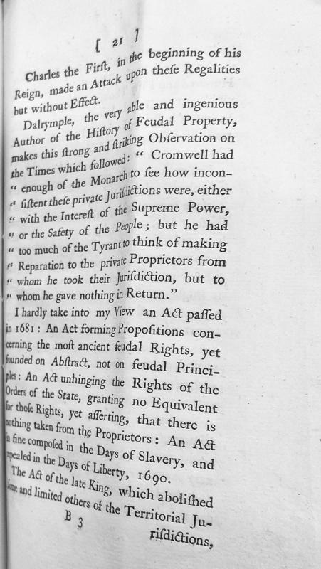 Discussion of feudal regalities and jurisdictional reforms in England and Isle of Man