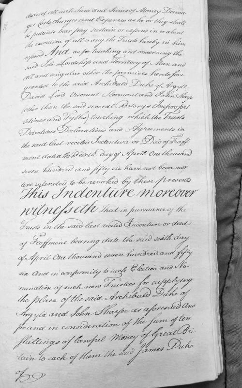 Indenture regarding trusts and feoffment of the Isle of Man and related properties