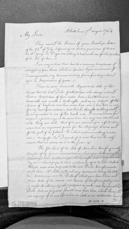 Duke of Atholl's response to Crown regarding purchase of Isle of Man