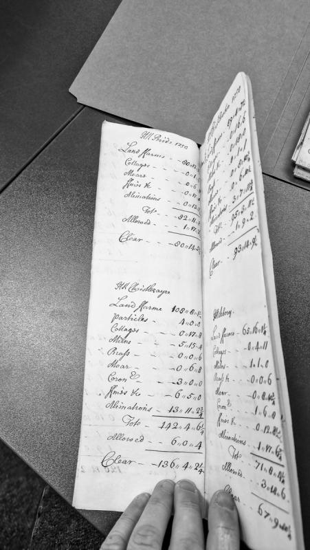 Revenue abstract for Manx parishes: Christlezayre, Braddan, and Arbory