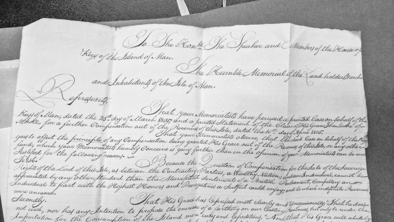 Memorial from Isle of Man landholders and inhabitants regarding Duke of Athol compensation claims