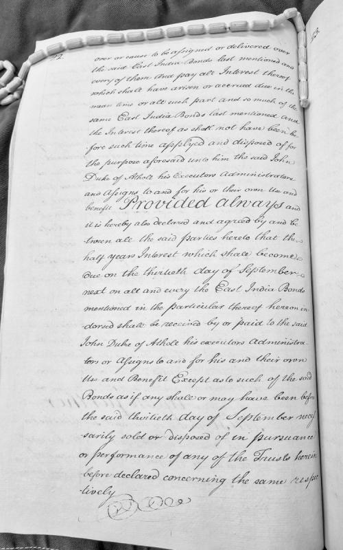 East India Bonds trust assignment to John Duke of Athole