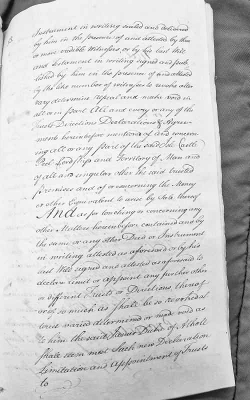 Legal instrument concerning trusts and declarations regarding the Isle of Man and Peel Castle