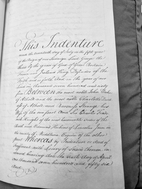 Indenture between Duke and Duchess of Athole and Sir Charles Frederick and Edmund Hoskins