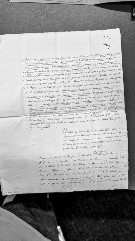 Mortgage bond by Peter John Heywood and James Heywood to John Duke of Atholl for £2000