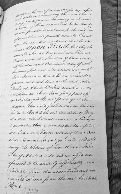 Trust deed regarding East India Bonds and heritable bond discharge for Duke of Athole