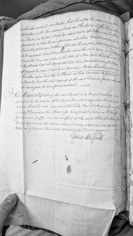 Dismissal of David Angus's appeal for non-prosecution by Privy Council