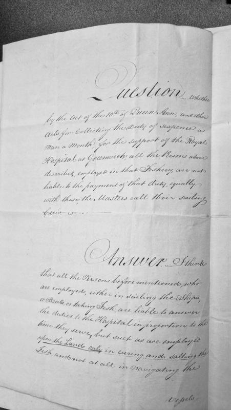 Legal opinion on Royal Hospital Greenwich duty liability for fishery workers