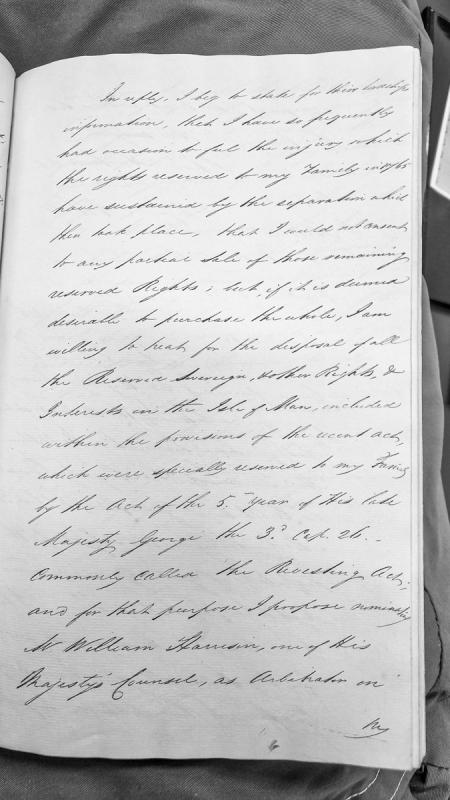 Reply regarding sale of family reserved rights in Isle of Man