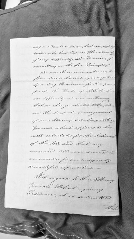 Duke of Atholl's opinion on Attorney General arrangements and salary