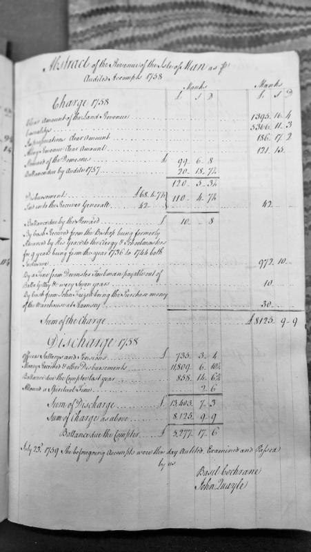 Isle of Man Revenue Account for 1758, Audited July 1759