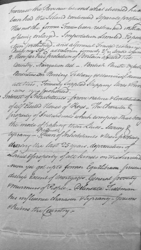 Notes on revenue, trade restrictions, and governance complaints regarding Isle of Man