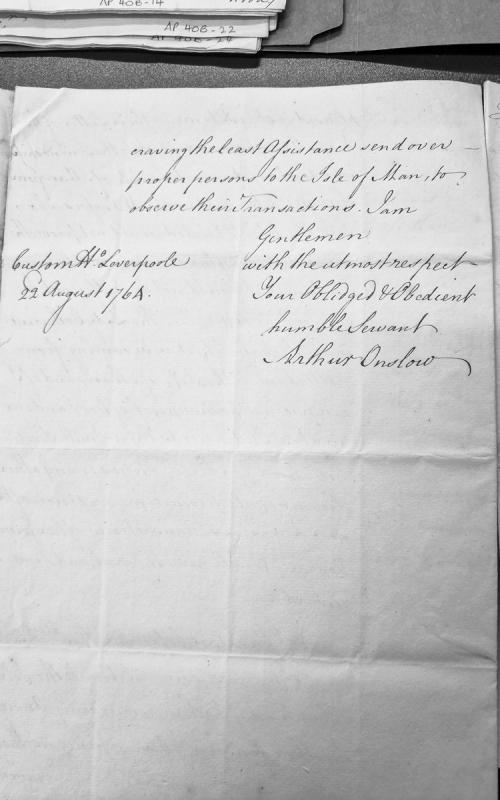 Letter regarding observation of transactions on Isle of Man