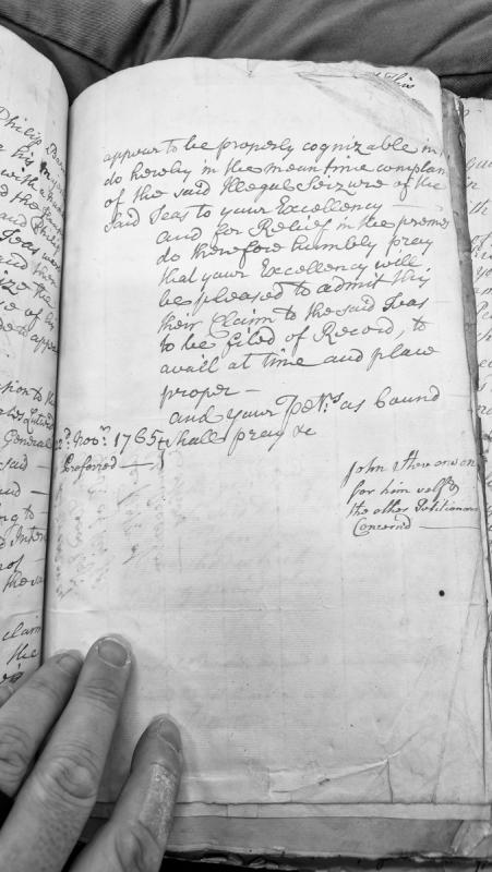 Petition regarding illegal seizure of seas, filed November 1765