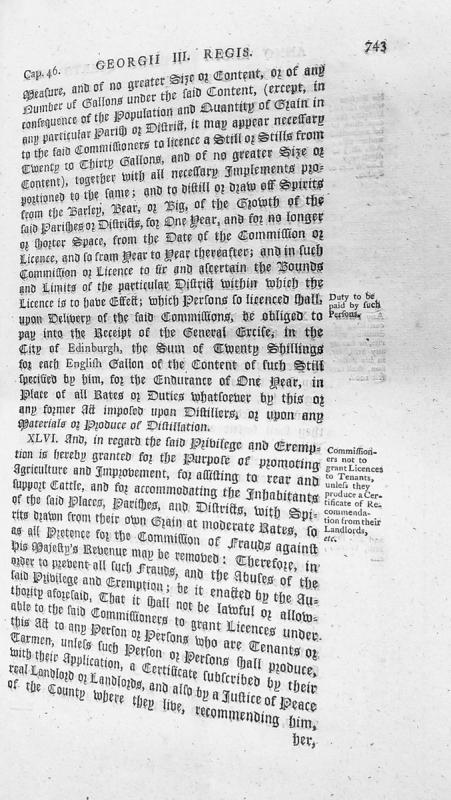 Excise regulations for grain distillation licensing under George III