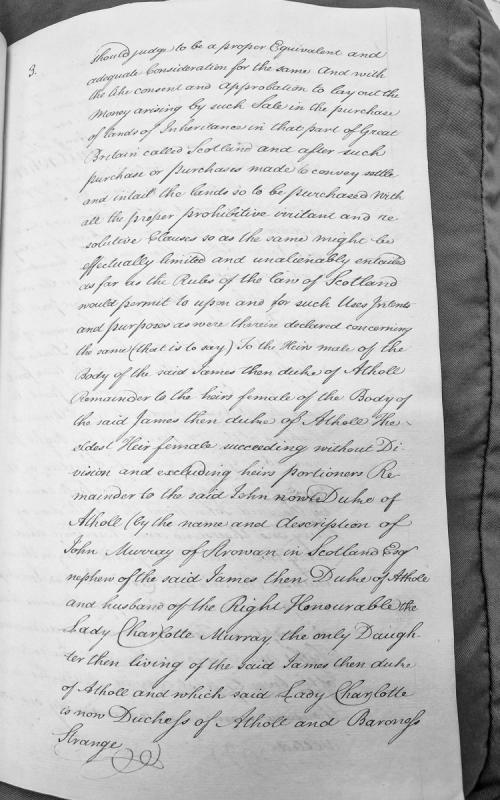 Settlement of Scottish lands entailed to heirs of James, Duke of Atholl