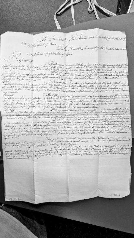 Memorial from Isle of Man landholders regarding Duke of Athol's compensation claim