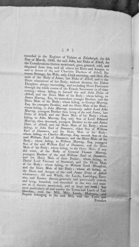Disposition of Scottish estates by John Duke of Atholl to Charlotte Duchess of Atholl