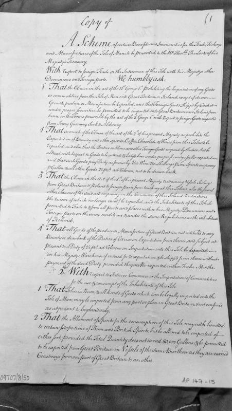 Scheme of Benefits and Immunities for Isle of Man Trade, Fisheries, and Manufactures