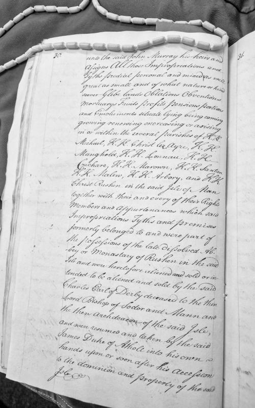 Grant of impropriations and tithes in Isle of Man parishes to John Murray