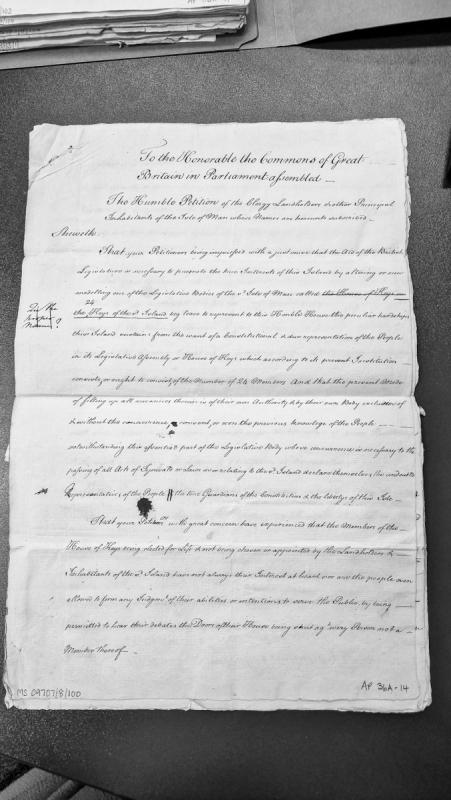 Petition to Parliament regarding reform of the House of Keys in the Isle of Man