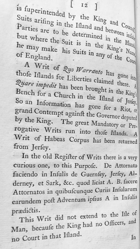 Legal treatise on jurisdiction and writs in the Channel Islands and Isle of Man