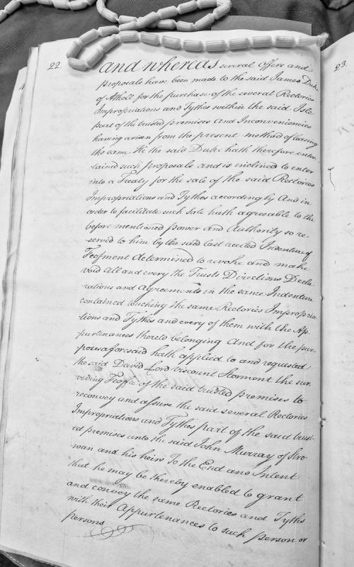 Proposal for sale of Isle of Man rectories, impropriationes and tythes by Duke of Athol