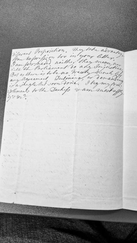 Fragment of correspondence regarding proposition and parliamentary agreement