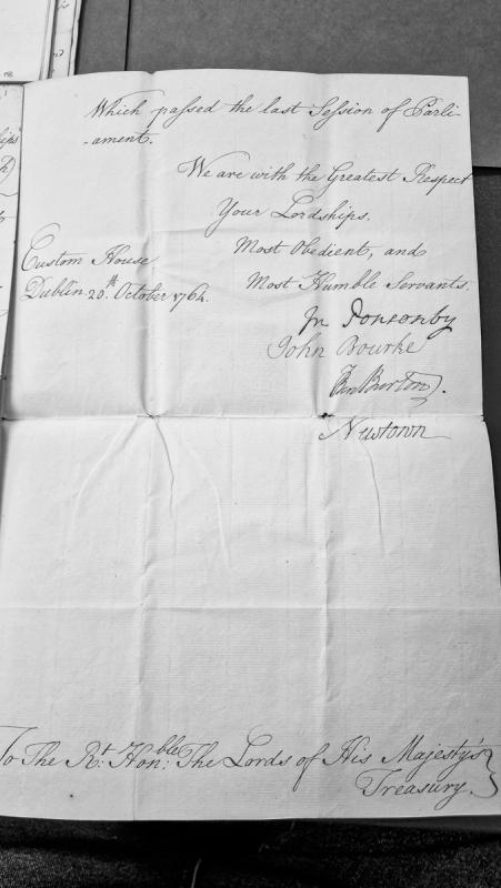 Letter from Dublin Custom House officers to Lords of Treasury