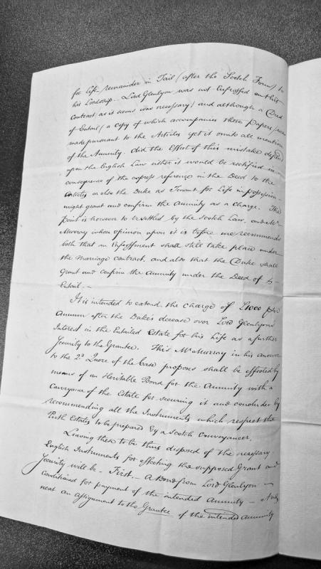 Legal advice on Scottish entail, annuity settlement, and conveyancing instruments