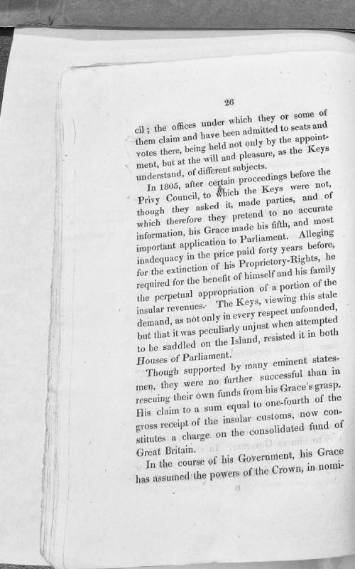 House of Keys resistance to Duke's claims on insular revenues