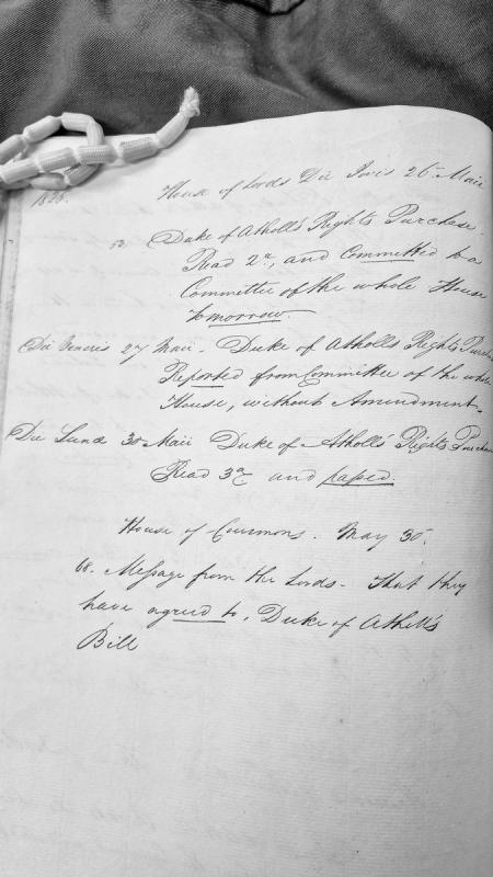 Duke of Atholl's Rights Purchase Bill proceedings, House of Lords and Commons