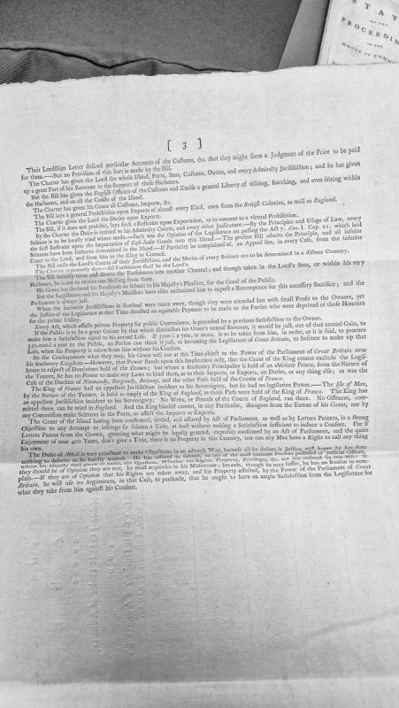 Duke of Atholl's objections to a Bill affecting Isle of Man customs and maritime jurisdiction