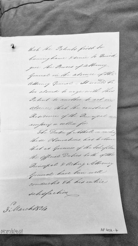 Duke of Athol's observations on Attorney General powers of attorney and patent provisions