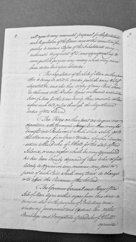 Proposed legislative agreements regarding game regulation and Duke of Atholl's rights