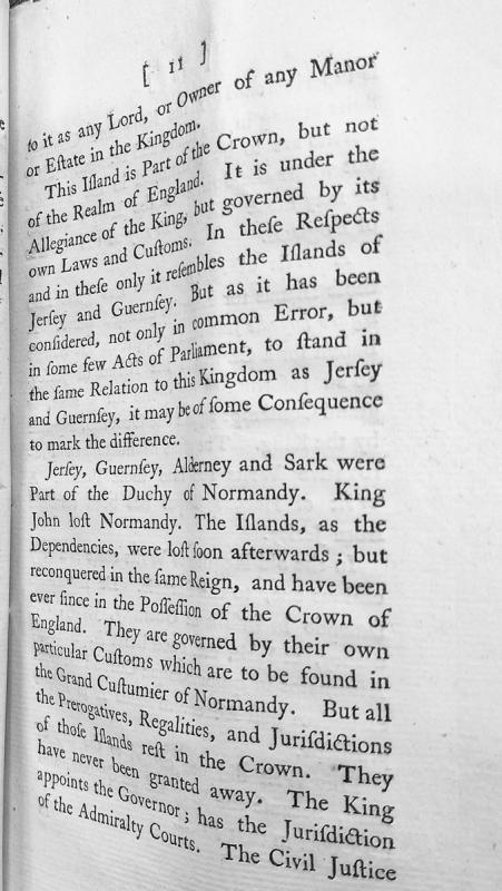 Discussion of Isle of Man's constitutional status relative to England and Channel Islands