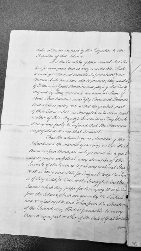 Petition regarding smuggling from the Isle of Man and revenue losses to the Crown